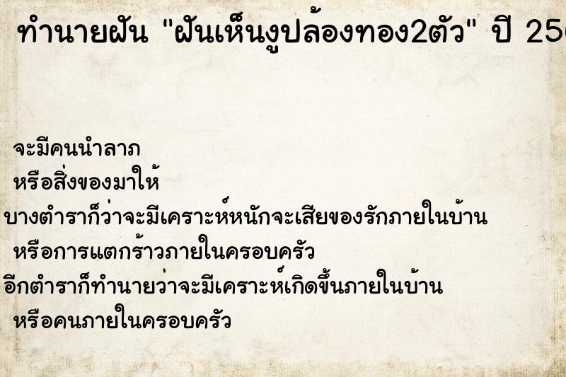 ทำนายฝันฝันเห็นงูปล้องทอง2ตัว ทำนายฝันทำนายฝันฝันเห็นงูปล้องทอง2ตัว