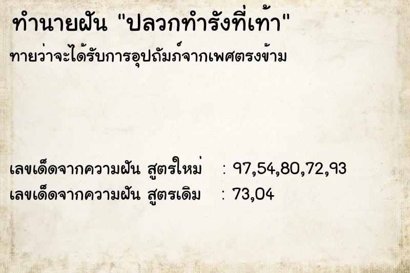 ทำนายฝันทำนายฝันปลวกทำรังที่เท้า