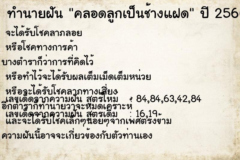 ทำนายฝันทำนายฝันคลอดลูกเป็นช้างแฝด