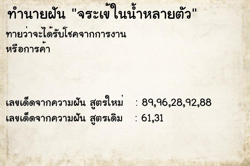 ทำนายฝันจระเข้ในน้ำหลายตัว ทำนายฝันทำนายฝันจระเข้ในน้ำหลายตัว
