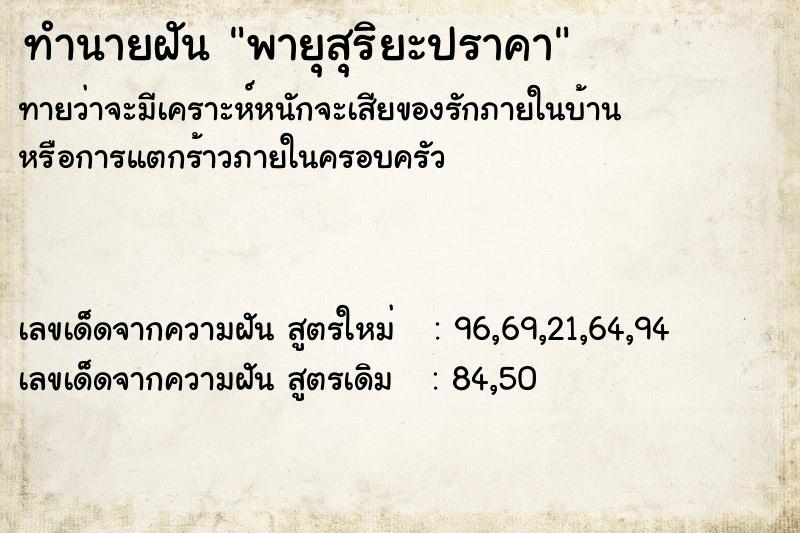 ทำนายฝัน พายุสุริยะปราคา