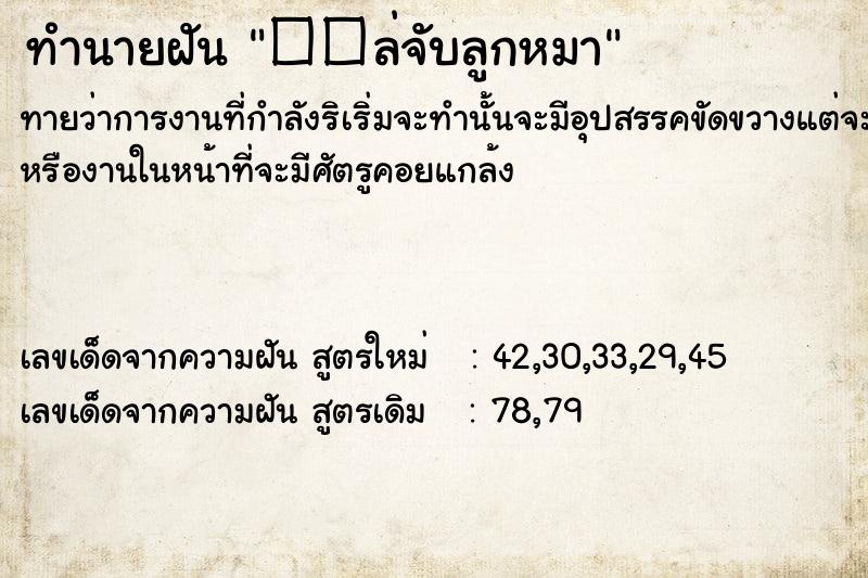 ทำนายฝันทำนายฝัน��ล่จับลูกหมา