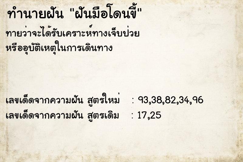 ทำนายฝัน ฝันมือโดนขี้ ทำนายฝัน ฝันมือโดนขี้