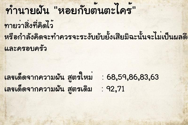 ทำนายฝัน หอยกับต้นตะไคร้ ทำนายฝัน หอยกับต้นตะไคร้