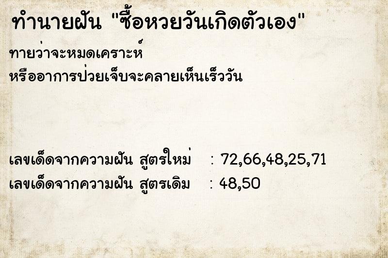 ทำนายฝันซื้อหวยวันเกิดตัวเอง ทำนายฝันทำนายฝันซื้อหวยวันเกิดตัวเอง