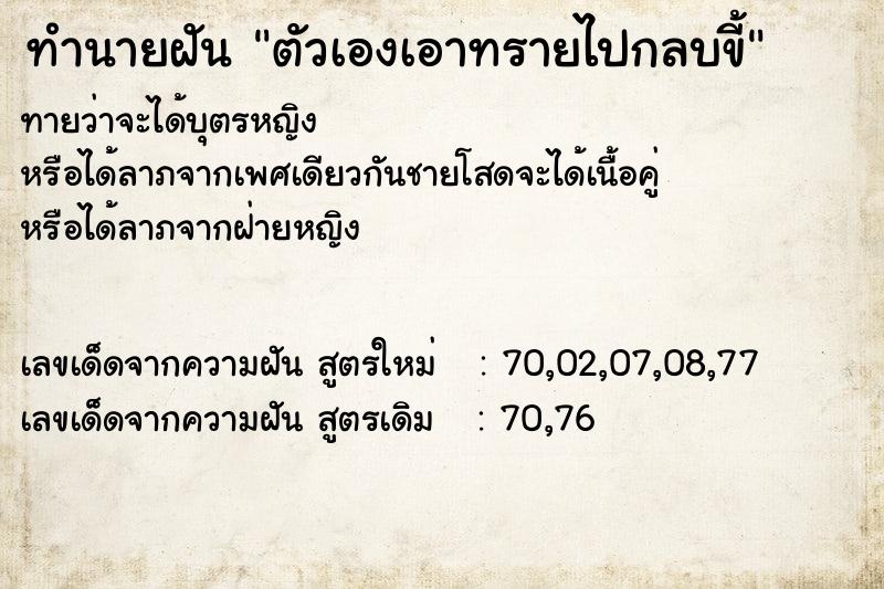 ทำนายฝันตัวเองเอาทรายไปกลบขี้ ทำนายฝันทำนายฝันตัวเองเอาทรายไปกลบขี้