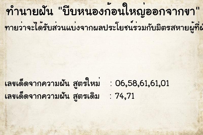 ทำนายฝันทำนายฝันบีบหนองก้อนใหญ่ออกจากขา