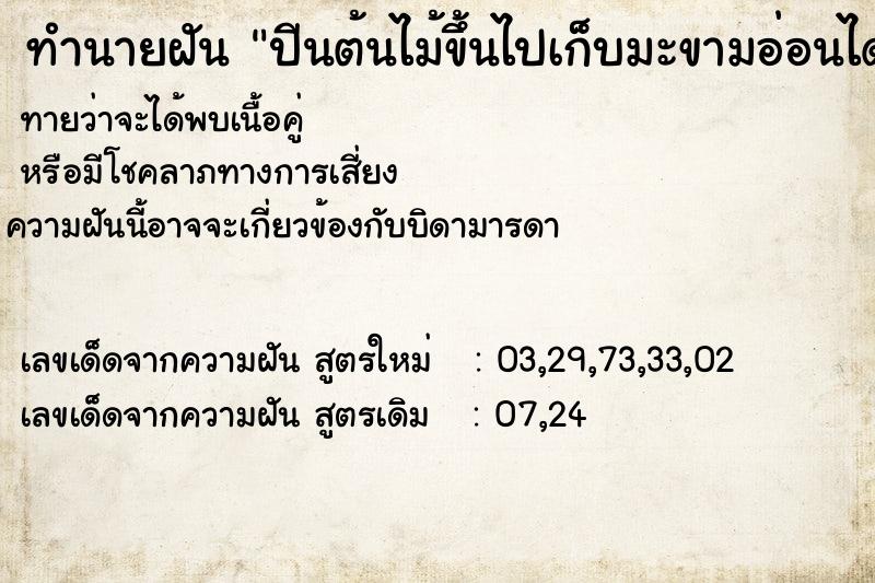 ทำนายฝันปีนต้นไม้ขึ้นไปเก็บมะขามอ่อนได้มาเต็มกำมือเลย ทำนายฝันทำนายฝันปีนต้นไม้ขึ้นไปเก็บมะขามอ่อนได้มาเต็มกำมือเลย