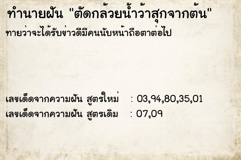 ทำนายฝัน ตัดกล้วยน้ำว้าสุกจากต้น