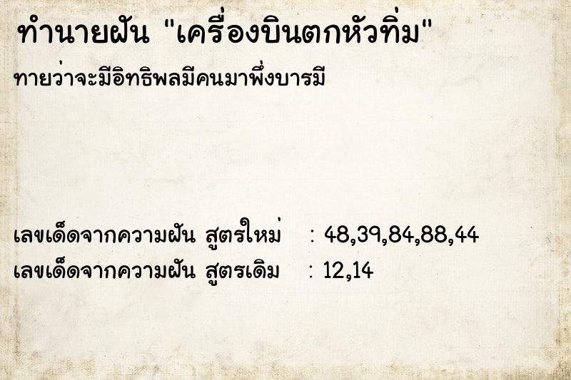 ทำนายฝันเครื่องบินตกหัวทิ่ม ทำนายฝันทำนายฝันเครื่องบินตกหัวทิ่ม