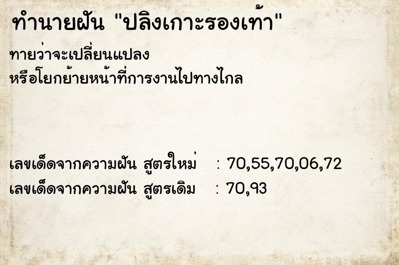 ทำนายฝันทำนายฝันปลิงเกาะรองเท้า