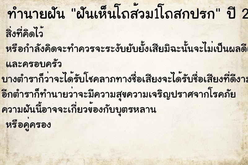 ทำนายฝันฝันเห็นโถส้วม1โถสกปรก ทำนายฝันทำนายฝันฝันเห็นโถส้วม1โถสกปรก