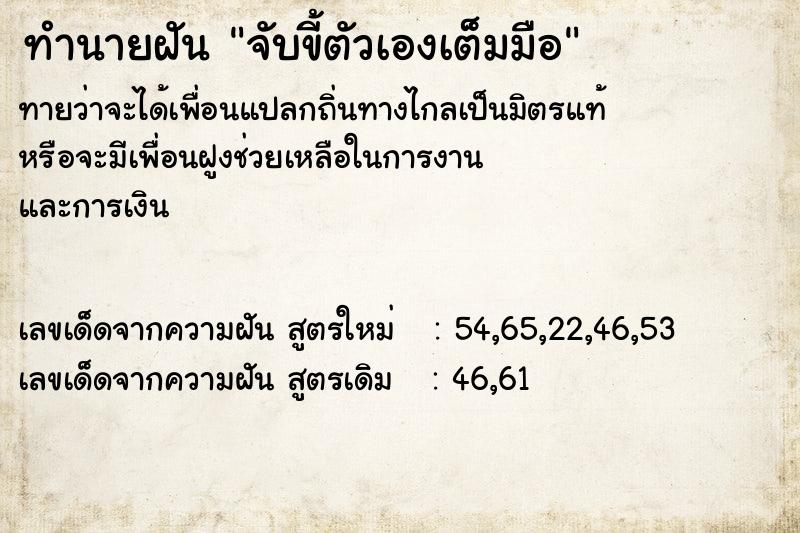 ทำนายฝัน จับขี้ตัวเองเต็มมือ ทำนายฝัน จับขี้ตัวเองเต็มมือ