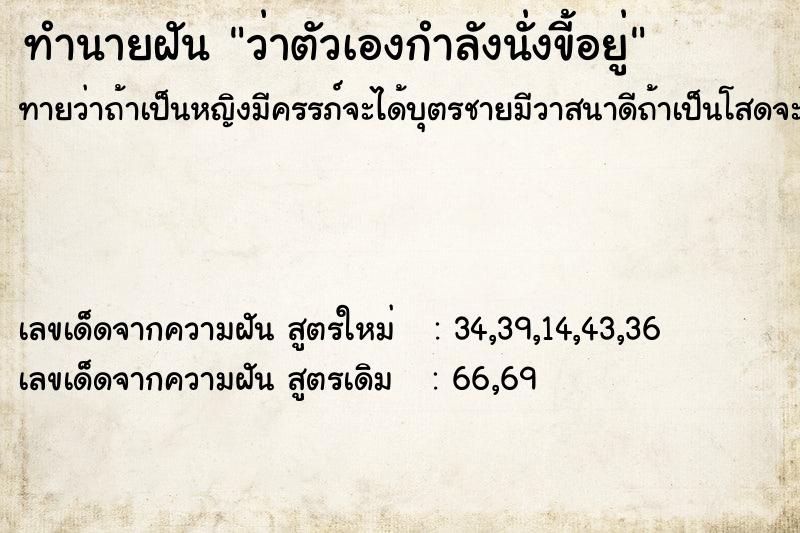 ทำนายฝันทำนายฝันว่าตัวเองกำลังนั่งขี้อยู่