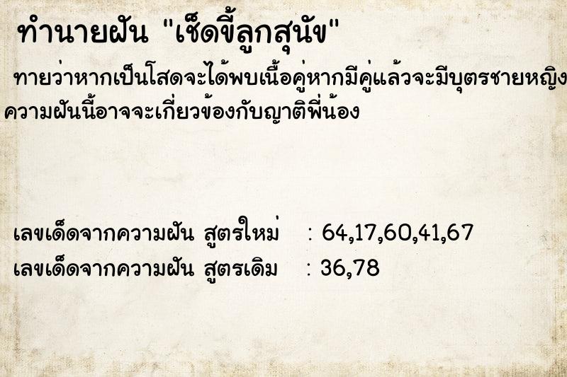 ทำนายฝันทำนายฝันเช็ดขี้ลูกสุนัข