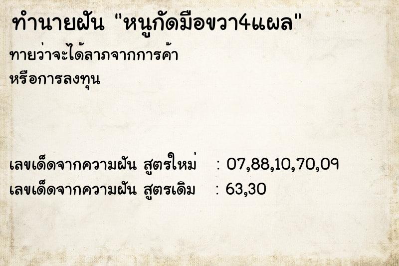 ทำนายฝันทำนายฝันหนูกัดมือขวา4แผล