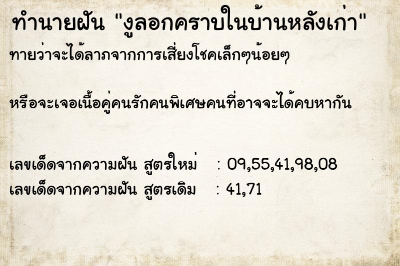 ทำนายฝัน งูลอกคราบในบ้านหลังเก่า ทำนายฝัน งูลอกคราบในบ้านหลังเก่า
