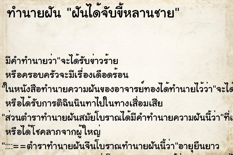 ทำนายฝัน ฝันได้จับขี้หลานชาย