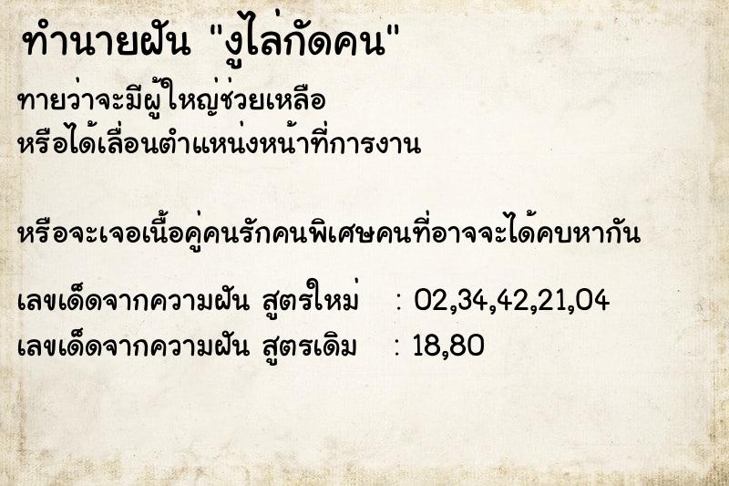 ทำนายฝัน งูไล่กัดคน ทำนายฝัน งูไล่กัดคน