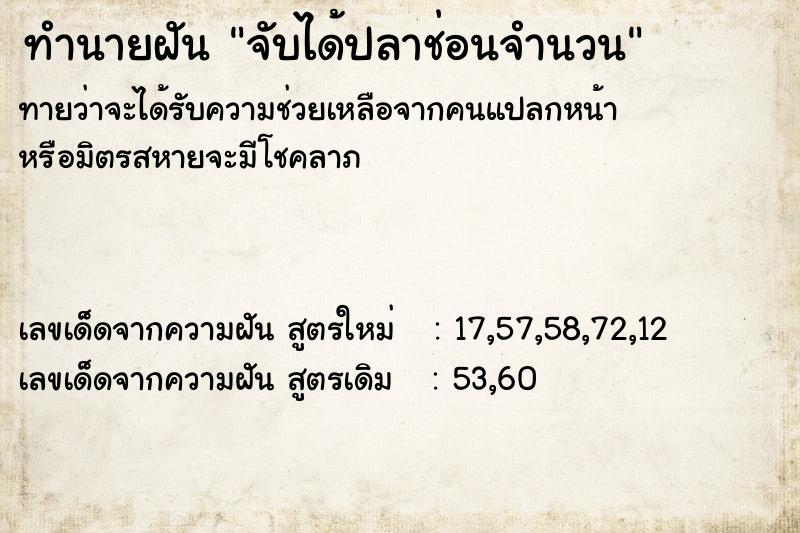 ทำนายฝันจับได้ปลาช่อนจำนวน ทำนายฝันทำนายฝันจับได้ปลาช่อนจำนวน