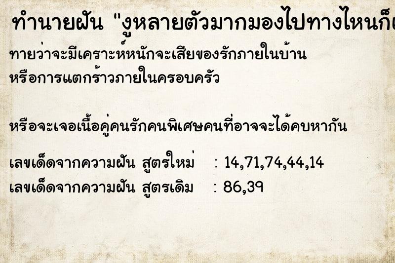 ทำนายฝันงูหลายตัวมากมองไปทางไหนก็เจอ ทำนายฝันทำนายฝันงูหลายตัวมากมองไปทางไหนก็เจอ