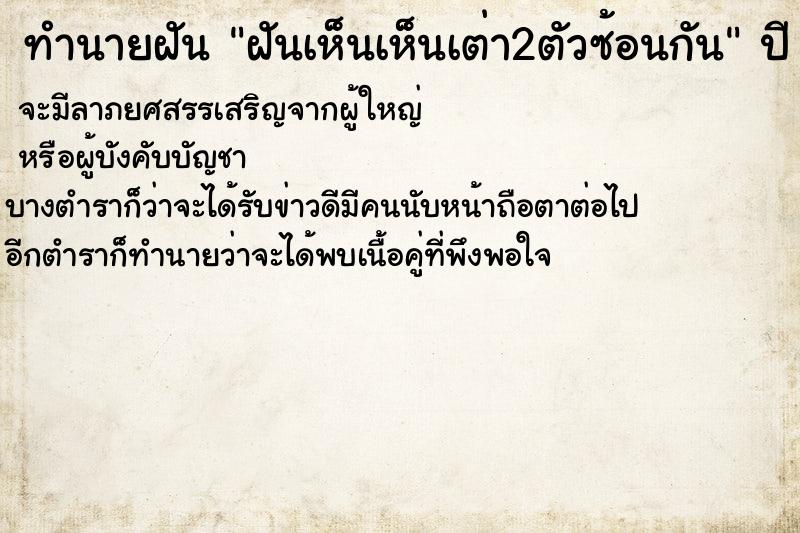 ทำนายฝันฝันเห็นเห็นเต่า2ตัวซ้อนกัน ทำนายฝันทำนายฝันฝันเห็นเห็นเต่า2ตัวซ้อนกัน