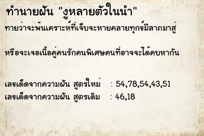 ทำนายฝันทำนายฝันงูหลายตัวในนำ