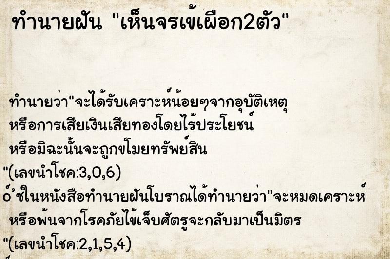 ทำนายฝัน เห็นจรเข้เผือก2ตัว
