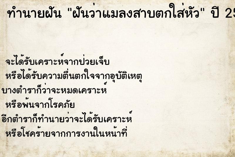 ทำนายฝันฝันว่าแมลงสาบตกใส่หัว ทำนายฝันทำนายฝันฝันว่าแมลงสาบตกใส่หัว