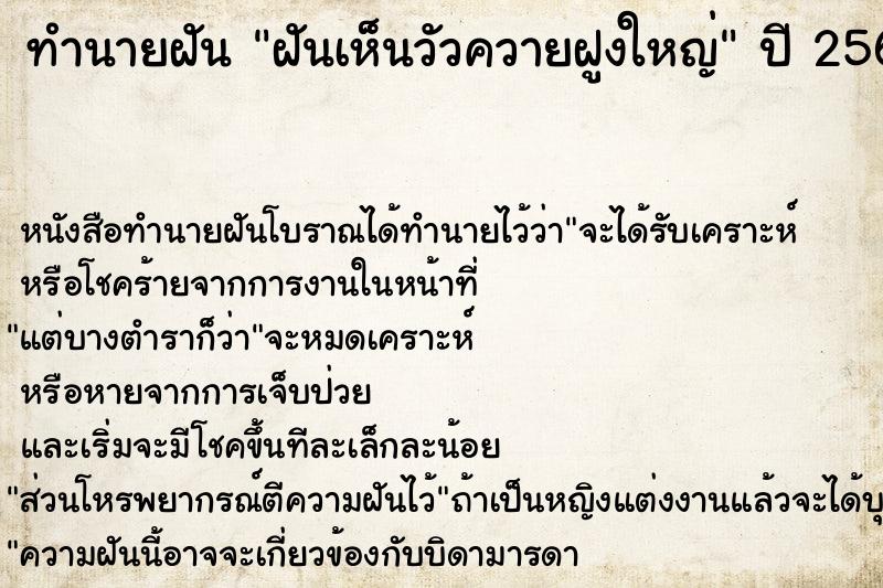 ทำนายฝันฝันเห็นวัวควายฝูงใหญ่ ทำนายฝันทำนายฝันฝันเห็นวัวควายฝูงใหญ่