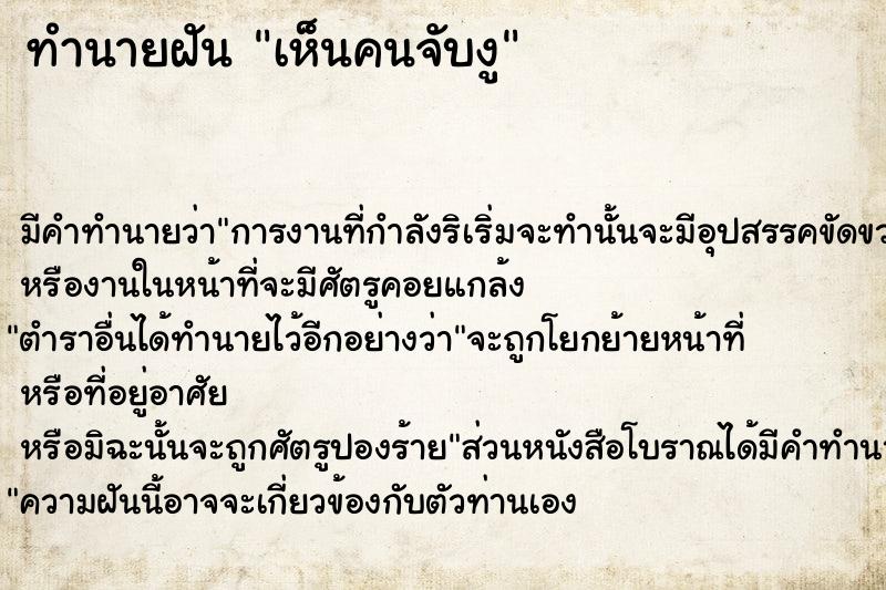 ทำนายฝัน เห็นคนจับงู ทำนายฝัน เห็นคนจับงู