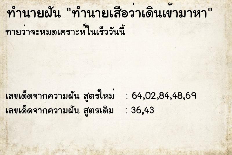 ทำนายฝันทำนายเสือว่าเดินเข้ามาหา ทำนายฝันทำนายฝันทำนายเสือว่าเดินเข้ามาหา