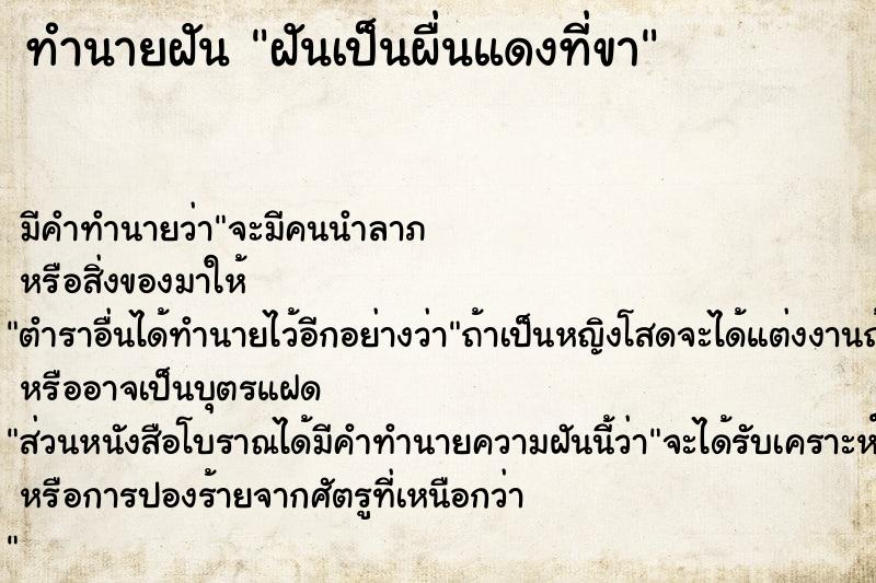 ทำนายฝันทำนายฝันฝันเป็นผื่นแดงที่ขา