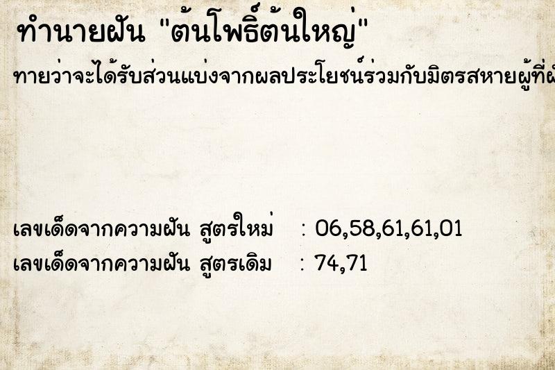 ทำนายฝัน ต้นโพธิ์ต้นใหญ่