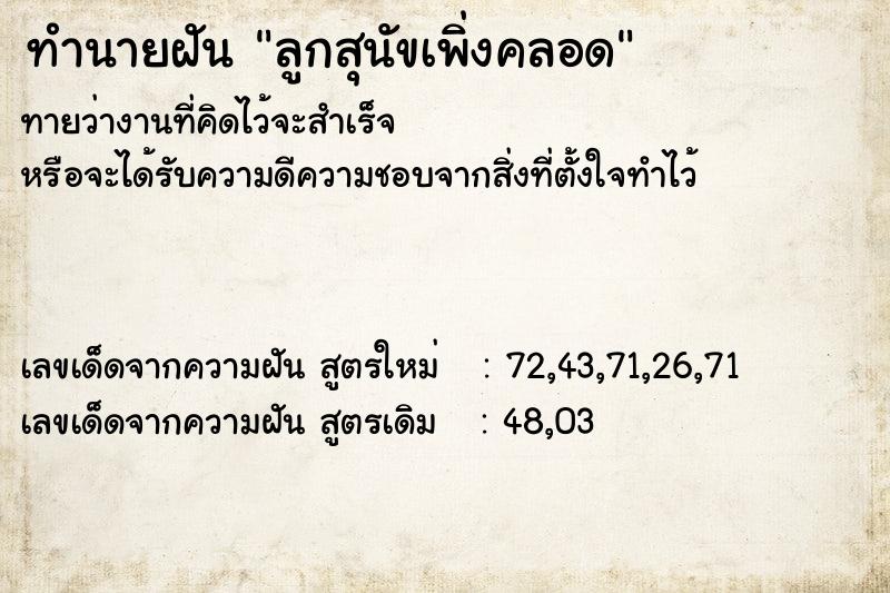ทำนายฝันลูกสุนัขเพิ่งคลอด ทำนายฝันทำนายฝันลูกสุนัขเพิ่งคลอด