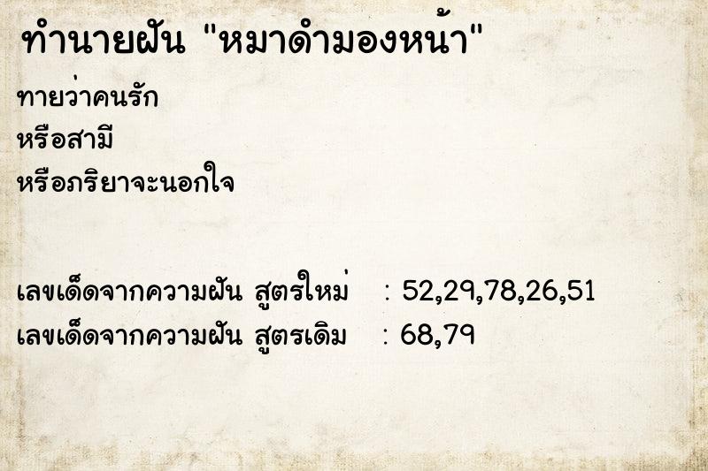 ทำนายฝันหมาดำมองหน้า ทำนายฝันทำนายฝันหมาดำมองหน้า