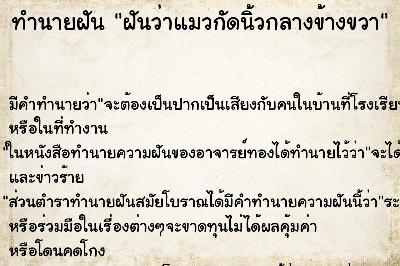 ทำนายฝัน ฝันว่าแมวกัดนิ้วกลางข้างขวา ทำนายฝัน ฝันว่าแมวกัดนิ้วกลางข้างขวา