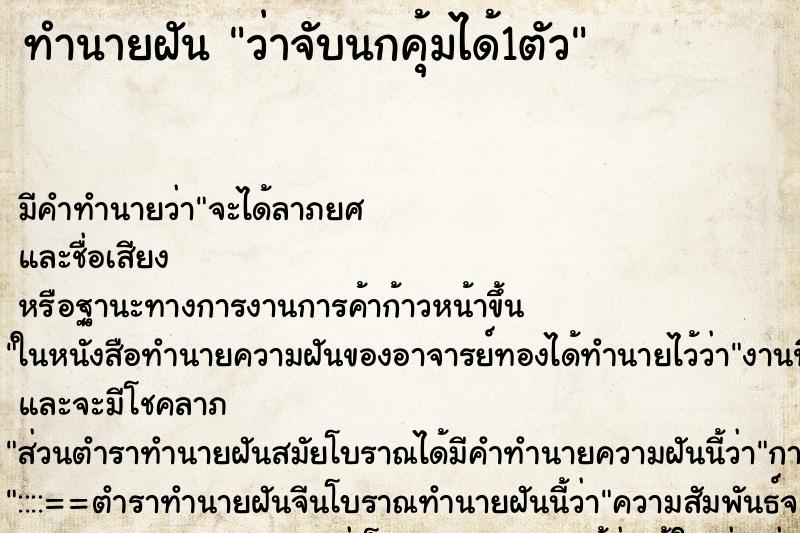 ทำนายฝัน ว่าจับนกคุ้มได้1ตัว ทำนายฝัน ว่าจับนกคุ้มได้1ตัว