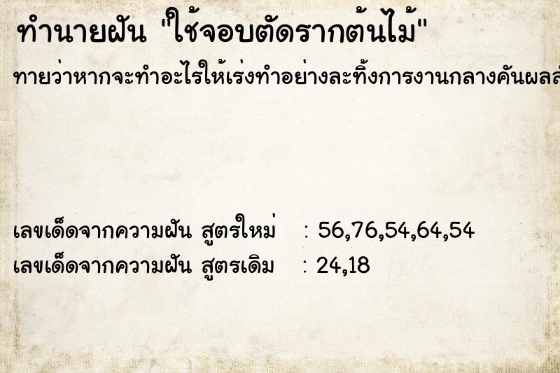 ทำนายฝันใช้จอบตัดรากต้นไม้ ทำนายฝันทำนายฝันใช้จอบตัดรากต้นไม้