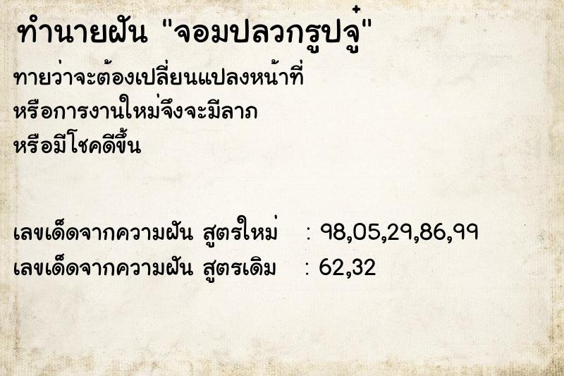 ทำนายฝัน จอมปลวกรูปจู๋ ทำนายฝัน จอมปลวกรูปจู๋