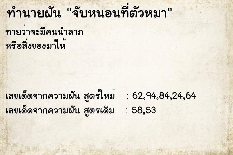 ทำนายฝันทำนายฝันจับหนอนที่ตัวหมา