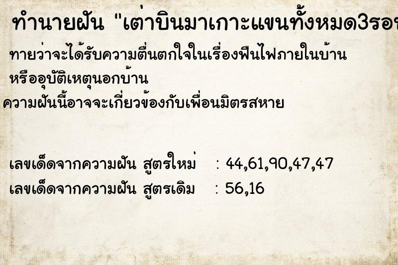 ทำนายฝันทำนายฝันเต่าบินมาเกาะแขนทั้งหมด3รอบ