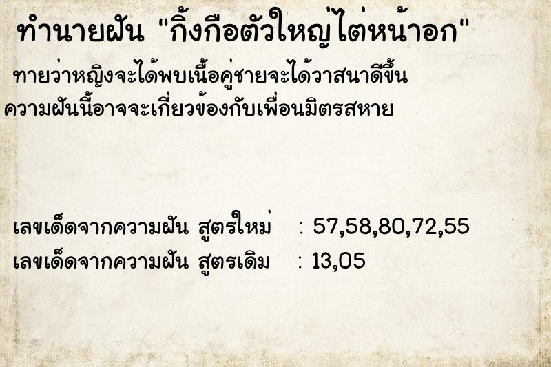 ทำนายฝันกิ้งกือตัวใหญ่ไต่หน้าอก ทำนายฝันทำนายฝันกิ้งกือตัวใหญ่ไต่หน้าอก