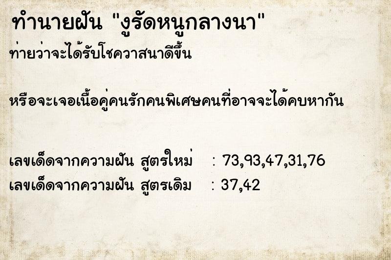 ทำนายฝันทำนายฝันงูรัดหนูกลางนา