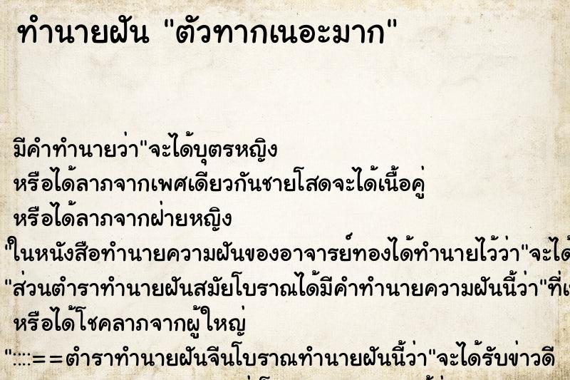 ทำนายฝันตัวทากเนอะมาก ทำนายฝันทำนายฝันตัวทากเนอะมาก
