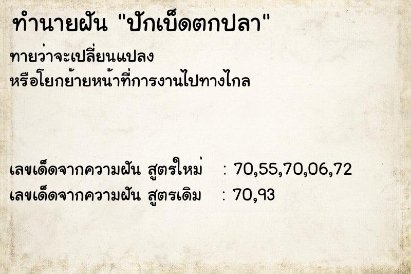 ทำนายฝันปักเบ็ดตกปลา ทำนายฝันทำนายฝันปักเบ็ดตกปลา