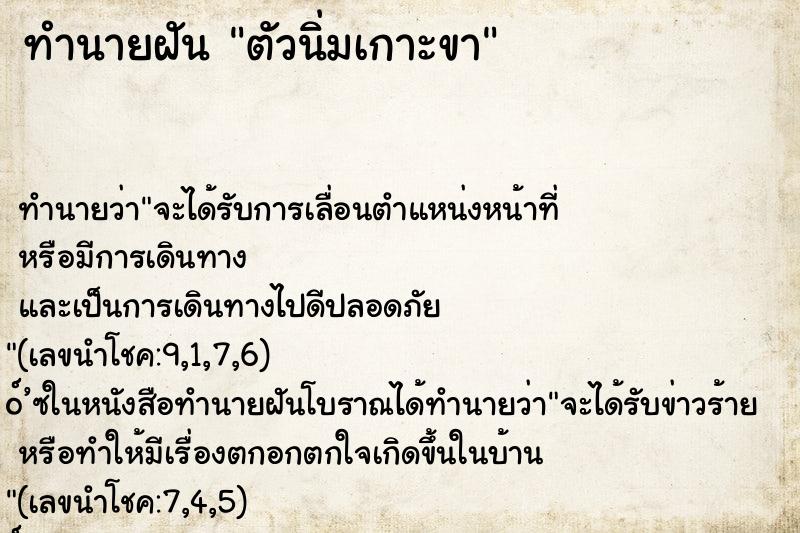 ทำนายฝัน ตัวนิ่มเกาะขา ตำราโบราณ แม่นที่สุดในโลก