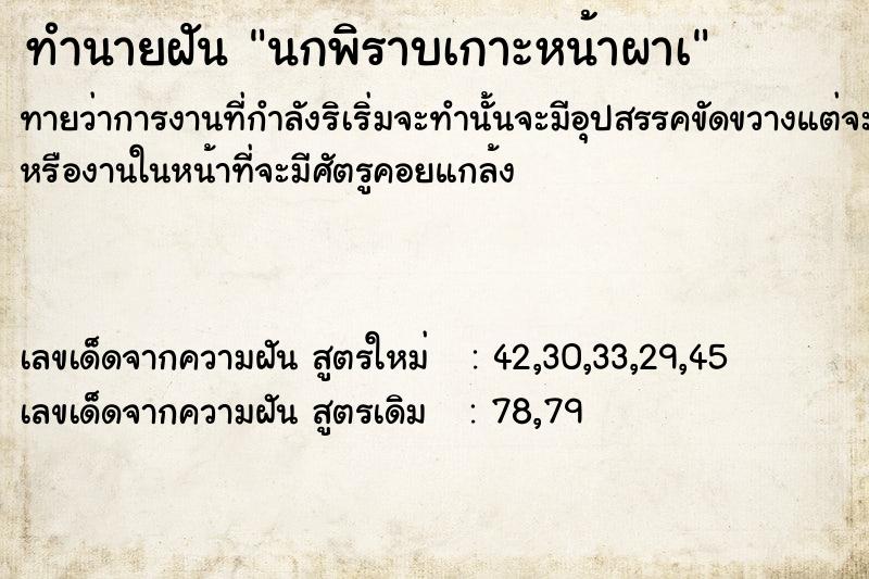 ทำนายฝันทำนายฝันนกพิราบเกาะหน้าผาà