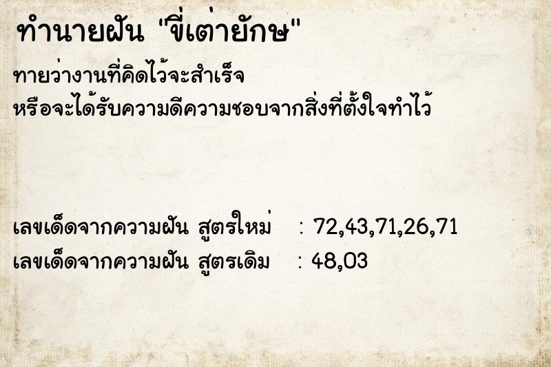 ทำนายฝันขี่เต่ายักษ ทำนายฝันทำนายฝันขี่เต่ายักษ