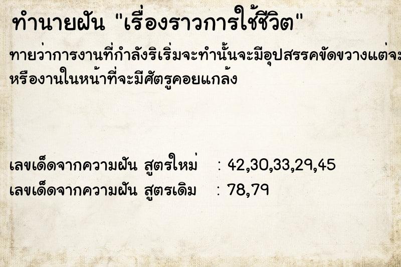 ทำนายฝันทำนายฝันเรื่องราวการใช้ชีวิต
